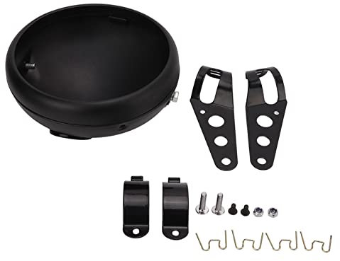 Akozon Motorrad Scheinwerfergehäuse, 7 Zoll Universelle Halterung für Motorrad-Frontscheinwerfer für LED-Scheinwerfer 38‑51 Mm Gabelrohre