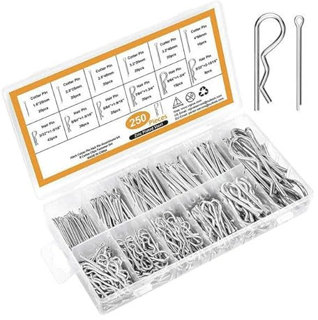 555 uds/caja M1.5 M2 M2.5 M3 M4 acero en forma de U tipo pasador de pelo de pasador de horquilla abrazadera de Clip abierto Tractor pasador elástico abierto para coche-250pcs-RB pasador dividido