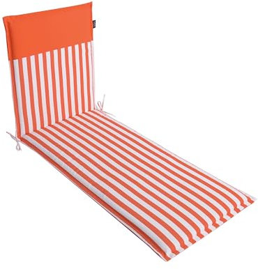 LILENO HOME Sonnenliege Auflage [1er Set - Rollliege] in Streifen Coralle - Uni Coralle - Perfekt für Strandliege und Gartenliege - Polster für Gartenliege (190x60x5cm) Malt
