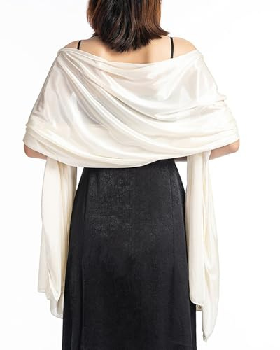 Atxnn Chal Mujer Seda Satén Bufanda Elegante para Boda Playa Fiesta Noche Fulares de Otoño Invierno Primavera Verano Chales de Colores Sólidos Estolas