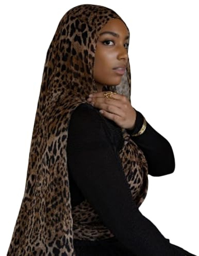 ZGMYC Fashion Leopard Print Hijab Scarf for Women Soft Modal Cotton Instant Hijab Head Wraps Shawls Long Scarves