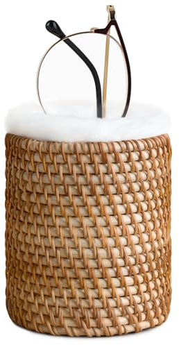 Mkono Support de lunettes pour table de chevet en rotin doublé en peluche pour plusieurs lunettes, support de rangement pour bureau, table