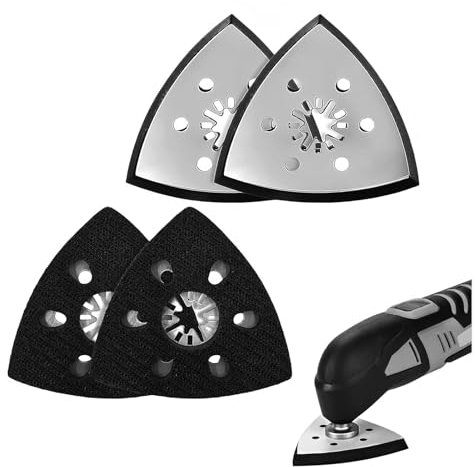 4 piezas Almohadilla de lijado delta multiherramienta, Placa de lijado multiherramienta 93 mm, accesorios multiherramienta lijadora, Placa de lija fina, Almohadilla lijado oscilante para Mader (93mm)