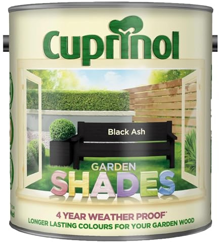 DUAYRA Garden Shades Paint | Quick Drying Water Based | For Garden Fence, Shades, Benches, Terracotta, Brick, Stone | Exterior Wood Furniture | Long Lasting (Black Ash, 2.5 Liters)