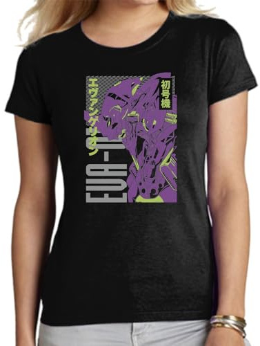 the Fan Tee Camiseta de Adulto de Mujer Dibujos Animados Evangelion Ángeles del Acero, Proyecto Génesis, Robot Mecha, Futuro, Tokio 011 XS