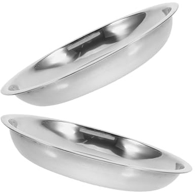 Cabilock Lot de 2 Set de Set de Gamelles en Acier Inoxydable pour Chiens et Chats, Design Peu Profond, Facile à Nettoyer, Bol pour Animaux de Compagnie, pour L'alimentation Quotidienne