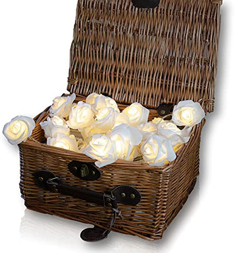 30 LED White Rose Fairy Lights String Lights Battery Operated Flower Fairy Lights Premium