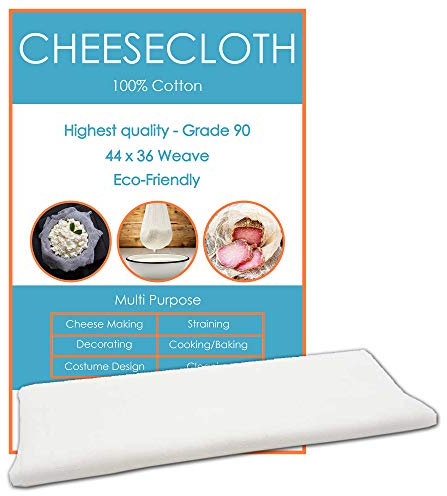 Edenwood Étamine à fromage de grade 90 – 100 % coton blanc pour la fabrication de fromages, confitures, décorations d'Halloween, nettoyage – 0,9 m