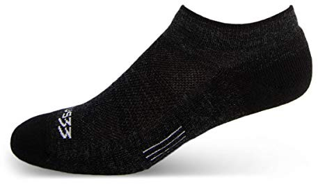 USA Made - No Show Socks - Micro Weight Full Cushion - Running Socks - Merino Wool - Mountain Heritage - Black - Large