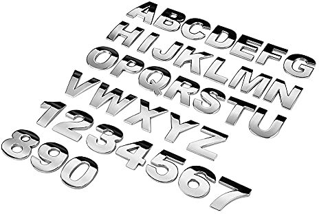 NewL, Lettere personalizzate in metallo per auto e cassetta postale, kit per creare emblemi e nomi (colore argento, dimensione grande)