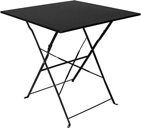 SAMIRA Tavolo Pieghevole in Metallo Nero, Tavolo richiudibile 70×70 MOD. Sorrento
