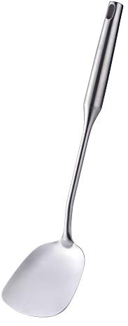SBOMHS Wok Spatulas 18/8 Stainless Steel Spatula Turner for Cookware Long 37.5 cm (14.8 Inches) Silver 1 Piece