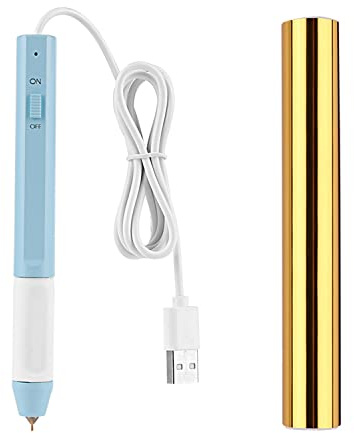 OTCRAFT Hot Foil Roon & Heated Pen Set, USB Quill Starter for Scrapbooking Tool Kits, Gold Glimmer Roll for Card Making, Craft Drawing (0.03inch)