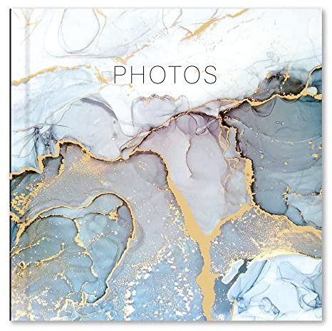 Karrma Photo Album with 200 Photo pockets Suitable for photos size 6'' x 4'' (15cm x 10cm) Memo Section a Stiff Backed Padded Cover Inside Contains Slip in Pockets - Grey Marble (7591)