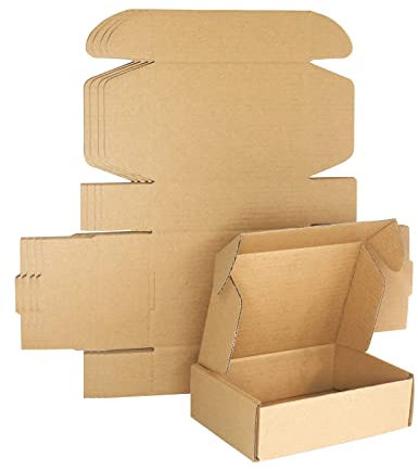 Klein Versandkartons, 130x90x40mm Maxibriefkartons für Postversand, Versandtaschen Warensendung, Braune Verpackungskartons für Geschäft, Aufbewahrung oder Geschenkbox, aus Wellpappe(10 Stück)