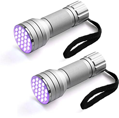 HAC24 2x UV Taschenlampe 21 LEDs Schwarzlicht Handlampe Haustiere Flecken Urin Detektor Lampe Geldscheinprüfer