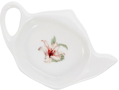 PRETYZOOM Repose Sachets de Thé en Céramique Blanc de Théière, Plat de Rangement Léger et Multifonction pour Salon ou Bureau, Accessoire Vintage et Créatif