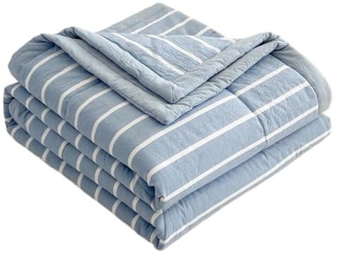 ﻿Sommer/Frühling Tagesdecke Bettüberwurf Baumwolle Blau Grün 220x240Cm, Steppdecke Patchwork Wendedesign Kariert, Beige Bedspreads Bettdecke Doppelbett Unterfüttert Und Gesteppt Stepp Decke ( Color :