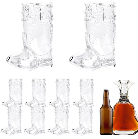 Tasses à bière transparentes réutilisables de 28,3 g | Ensemble compact en forme de botte de cowboy pour fêtes, rodéos, mariages