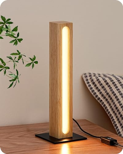 EDISHINE Lampada da Comodino a LED Dimmerabile, 3 Temperature di Colore Regolabili, Lampada da Tavolo Rettangolare dal Design Moderno per Comodino, Camera da Letto, Soggiorno, Regali