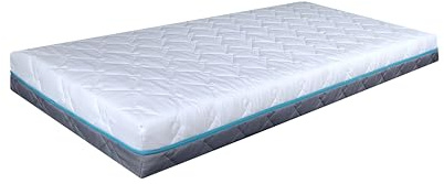 BDW - Colchón de Espuma con Iones de Plata - H3 Firme para Bebé, Infantil, Cama Individual - con Funda Desenfundable y Lavable con Cierre Rápido - Antialérgico - Blanco y Negro - 200x90x10cm