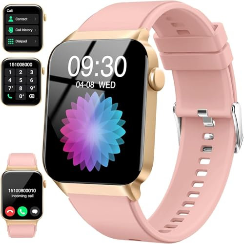 Smartwatch Damen Herren mit Bluetooth-Telefonfunktion, IP68 wasserdicht, SpO2, 1,85 Zoll Touchscreen Fitnessuhr,Herzfrequenz und Schlafmonitor, Schrittzähler sowie 100+ Trainingsmodi für Android iOS