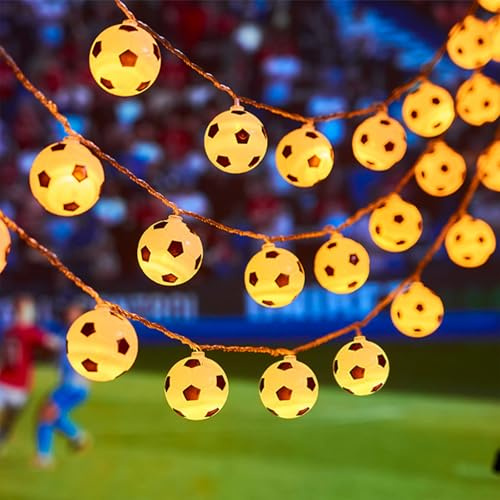 ENLACE Ljusslinga för fotboll, 3 m, 20 LED-ljusslinga, barnrum, batteridriven, varmvit fotboll, ljuskedjor för inomhus, bröllop, temafest, jul, rum, festdekoration