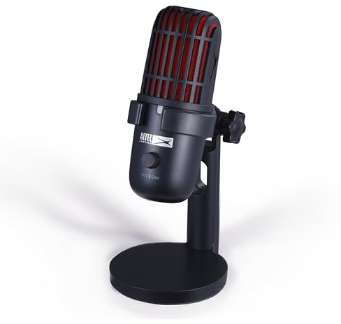 Altec Lansing Studio MIC 1, Dual Pattern 24/96 USB-C Podcast Microphone with Zero Latency Monitoring, Streaming & Recording Microphone with Table Stand and Pop Filter