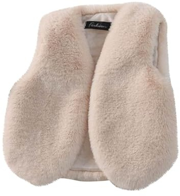 Gilet in Pelliccia Sintetica Bambini Caldo Giubbotto Antivento Bambina Cappotto Senza Maniche in Pile Elegante Gilets Invernale Ragazza Casual Moda Giacca Tinta Unita per 1-10 Anni