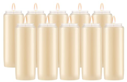 Lerner - Velas conmemorativas de 9 días, paquete de 10, velas de oración de pilar de 7 pulgadas, vela de luto limpio y de larga duración, sin humo, vela Shiva para vigilias, iglesia, sinagoga