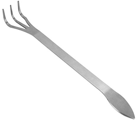 Nikou Rastrello per bonsai, rastrello per radici in acciaio inox, 3 denti, pala per rastrello, bonsai, strumento da giardino per allentare il terreno, coltivatore a mano con manico ergonomico