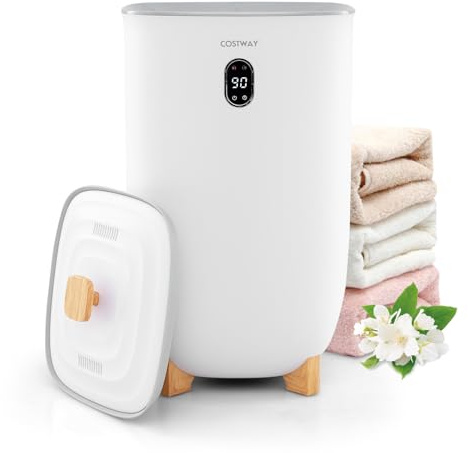 COSTWAY Towel Warmer Bucket, 25L/40L Large Luxury Electric Towel Heater with 2 Heating Levels, Timer, Auto Shut Off & Fragrance Holder, Bathroom Spa Hot Heated Bathrobes Blankets Bucket (White, 40L)