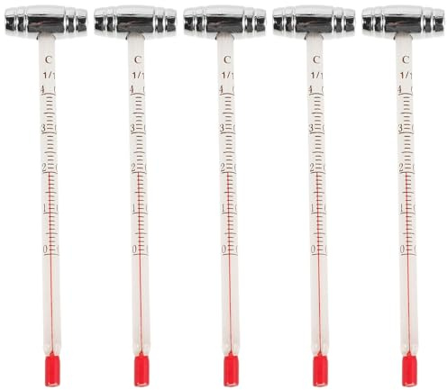 TOYANDONA Termometro da Interni per Vino e Birra in Vetro e Acciaio Inox 5 Pezzi, Strumento di Misura della Temperatura Visualizzazione Attuale per Cucina e Cantina, per Degustazioni