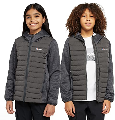 Berghaus Kids’ Hybrid Jacket with Fleece Hood and 2 Zipped Pockets, Water Repellent & Insulated Coat for Boys and Girls (UK, Age, 14 Years, 15 Years, Regular, Grey)