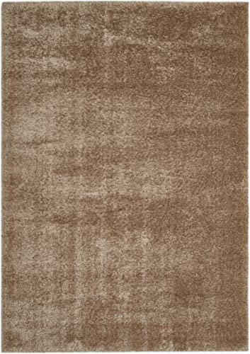 -LUXOR- living moderner Hochflor Teppich Gela, Kunstfell Optik, Shaggy Teppich geeignet als Teppich Wohnzimmer oder Badezimmerteppich, unifarben 80 x 150 cm Taupe