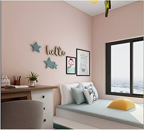 Creamy Pink Wallpaper 0.53 m x 9.5 m Modern Minimalist Solid Color Non-Woven Wallpaper 3D Plain Colour Wallpaper Roll Decoration for Livingroom Bedroom Kitchen