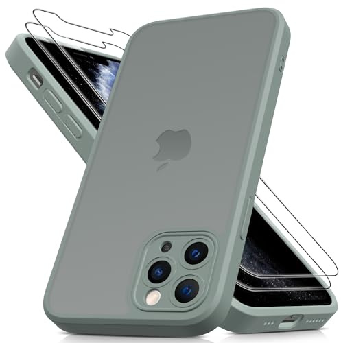 Mootobo for iPhone 11 Pro Case, 3 in 1 [Military Grade] Shockproof Phone Bumper Cover, Built-in 2 HD Screen Protector, Frosted Translucent Back Phone Cover, for 11 Pro 5.8-Inch – Grey