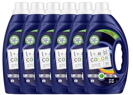 6er Pack Burti Color Feinwaschmittel flüssig (6 x 1,45l) - mit Farb-Schutz reinigt bunte & farbige Textilien & unterstüzt die Leuchtkraft der Farben, ohne Mikroplastik, für ca. 156 Waschladungen
