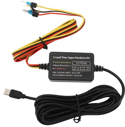 Dash Cam Hard Wire Kit, Type C Dash Cam Hard Wire Kit 12V‑30V To 5V Dash Camera Power Cord for GPS Power Supply Radar Detectors