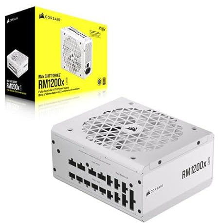 CORSAIR RM1200x SHIFT Fully Modular ATX Power Supply - 80 PLUS Gold - ATX 3.1 - PCIe 5.1 - Zero RPM - Modular Side Interface - White