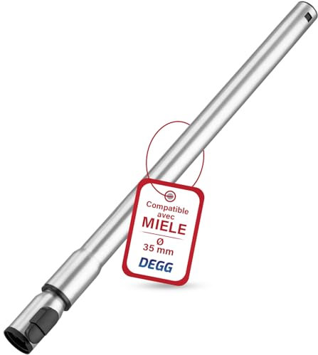 DEGG Teleskoprohr - Kompatibel mit Miele Staubsauger 35mm mit Klicksystem Teleskopstange Teleskopstab Staubsaugerrohr Saugrohr Staubsauger Ersatzteile Premium-Qualität