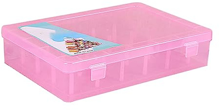 kesurpae Sytrådslåda 42 spolar Plastförvaring med stor kapacitet Tom broderi korsstygn Dammtät behållaretillbehör, Rosa