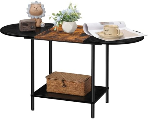 Shinoske Couchtisch Wohnzimmertisch moderner Couchtisch mit zusätzlicher Ablagefläche, Industrie-Design, Beistelltisch Sofatisch aus Holz für Wohnzimmer, Braun und Schwarz