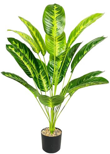 Zelihrdu Albero Pianta Artificiale con Vaso, Finte Piante Artificiali Interno Esterno Realistiche, Grande Decorazioni per Soggiorno Casa Ufficio Camera da Letto (80cm Uccello del Paradiso Giallo)