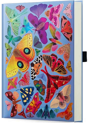 Elena Essex anteckningsbok A5 linjerad dagbok – 160 sidor, inbundna tidskrifter för kvinnor män/skrivanteckningsbok för arbete kontor skola 14,5 x 21 cm/160 GSM tjockt papper/presentask (blå