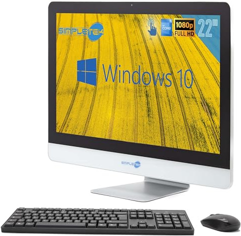 SIMPLETEK All in One AiO Touch Screen | 22 Full HD Core i5 2500T 2.3GHz Windows 10 Pro | 4GB RAM SSD 240GB | Webcam 0Pantalla táctil Speaker internos + Ratón y teclado inalámbrico | Ordenador de