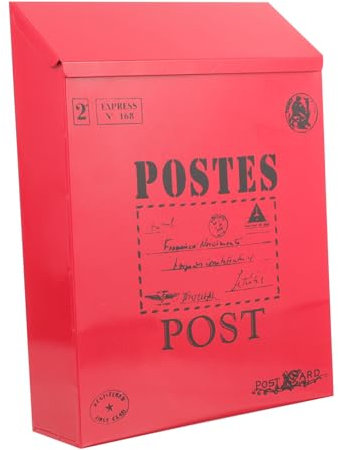 OSALADI Vintage Iron Wall Mount Mailbox for Outdoor Use Rustic Style Hanging Mail Organizer Lock for Home and Office