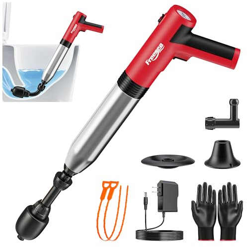 FREESEA Electric Toilet Plunger Blaster: High Pressure Toilet Plungers for Bathroom Heavy Duty Declogger Toilet Snake Drain Clog Remover Air Unclogger Tool Unclogging for Sink Floor Kitchen Clogged