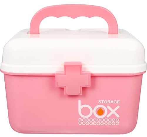 Healeved Multi-Function Portable Medicine Cabinet Double Layer First Aid Case for Home Storage Compact Organizer for Medicines and Supplies