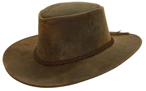 Outdoor Cowboy Lederhut- allwettertauglich mit hohem UV Schutz, Größe XXL